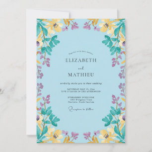 Invitation Mariage Tourbillon Floral Bleu