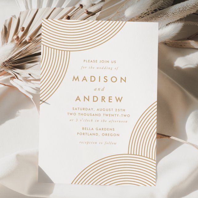 Invitation Mariage Tourbillon Géométrique Or (Créateur téléchargé)