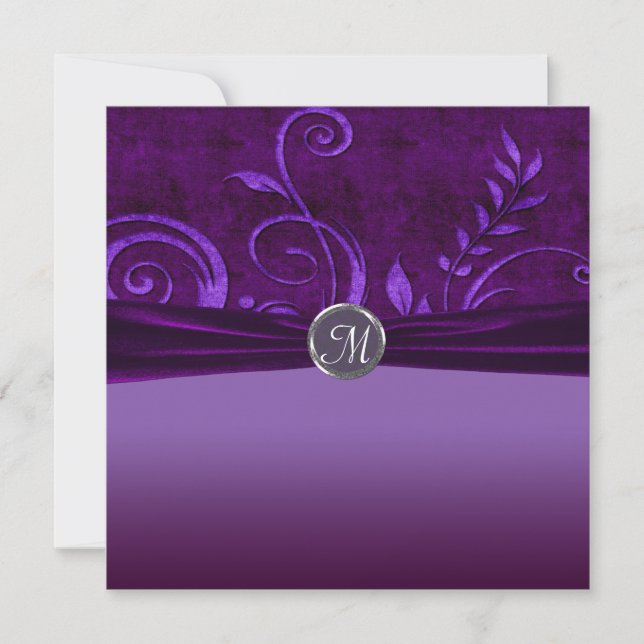 Invitation Mariage Tourbillon Velours Violet & Prune (Devant)