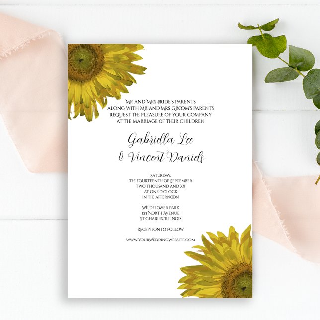 Invitation Mariage tournesol (Créateur téléchargé)