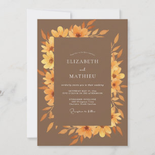 Invitation Mariage Tournesol Ambre Automne Eucalyptus