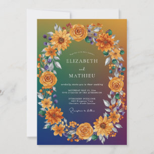 Invitation Mariage Tournesol Ambre Eucalyptus Indigo