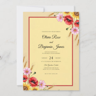Invitation Mariage Tournesol Coquelicot Jaune