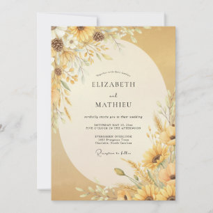 Invitation Mariage Tournesol Doré Eucalyptus