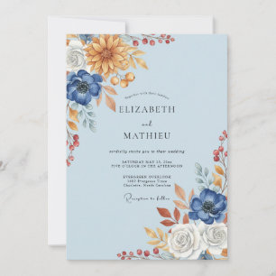 Invitation Mariage Tournesol Eucalyptus Bleu Ciel