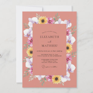 Invitation Mariage Tournesol Eucalyptus Jaune Terracotta