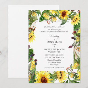 Invitation Mariage Tournesol Floral d'Automne