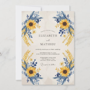 Invitation Mariage tournesol grain de moutarde eucalyptus