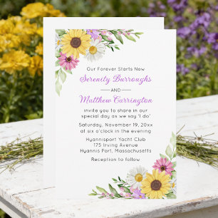 Invitation Mariage Tournesol Marguerite Fleurs Sauvages