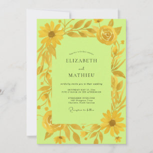 Invitation Mariage Tournesol Or Eucalyptus Chartreuse