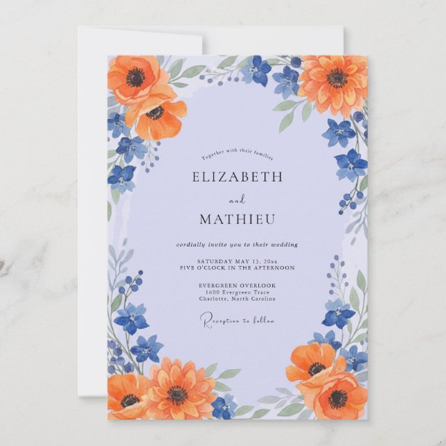 Invitation Mariage Tournesol Orange Poppy (Devant)