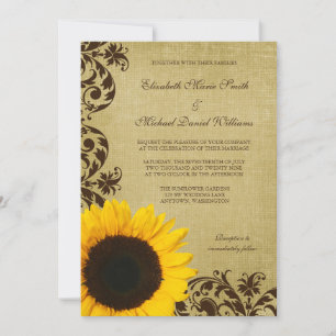 Invitation Mariage Tournesol Rustique en Spirales