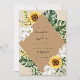 Invitation Mariage Tournesol Tropical Eucalyptus Doré