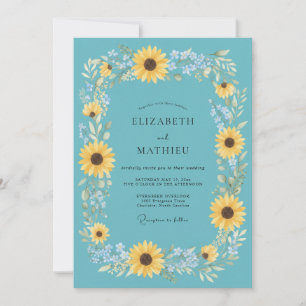 Invitation Mariage Tournesol Vibrant Turquoise
