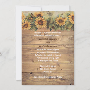Invitation Mariage Tournesols et Papillons Campagnards