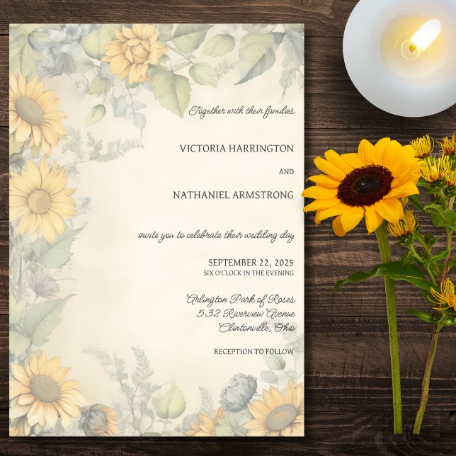 Invitation Mariage Tournesols et Vignes Rustiques  (Créateur téléchargé)