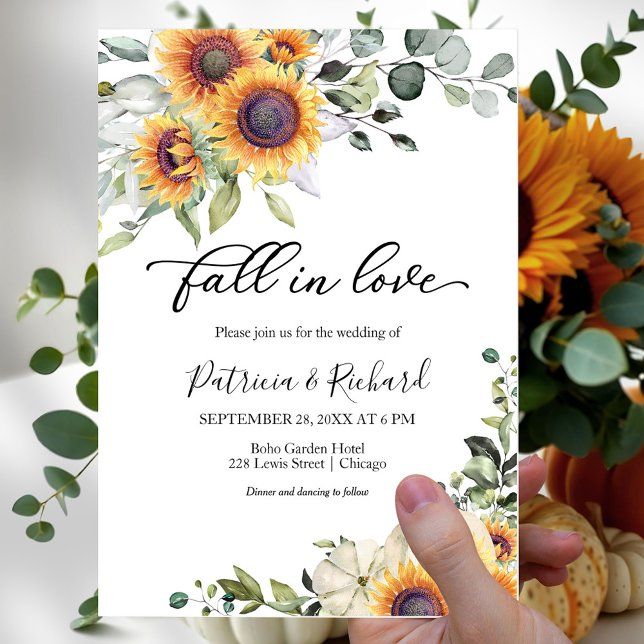 Invitation Mariage Tournesols Verdure Automnale (Créateur téléchargé)