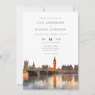 Invitation Mariage Tout Compris Aquarelle Londres Horizon