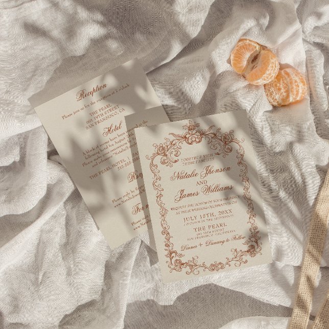 Invitation Mariage Tout Compris Argent Ancien Orange Brûlée R (Créateur téléchargé)