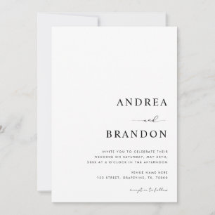 Invitation Mariage Tout-Compris Code QR Blanc Minimaliste