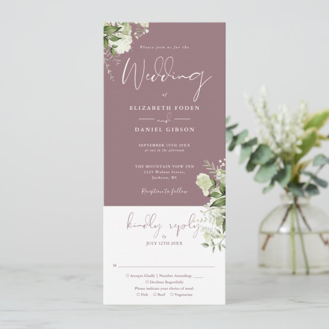 Invitation Mariage Tout Compris de Botanique Mauve (Debout devant)