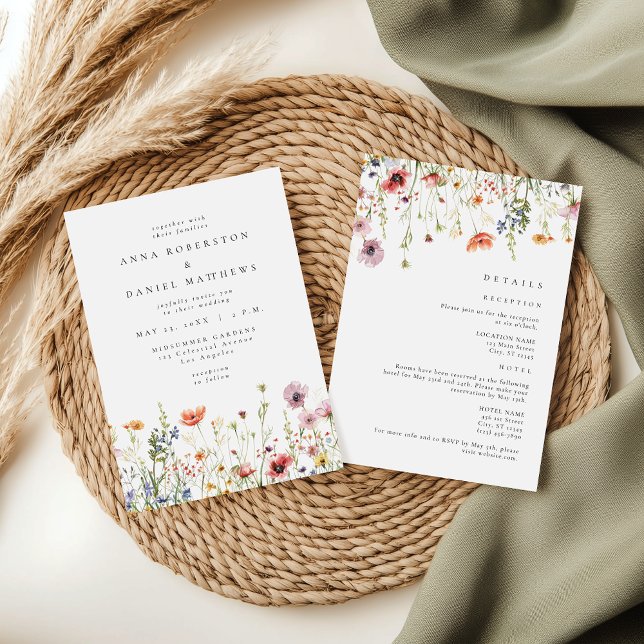 Invitation Mariage Tout Compris Fleur Sauvage Mauve (Créateur téléchargé)