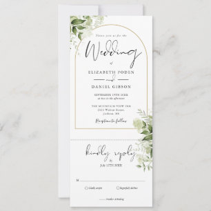 Invitation Mariage Tout En Un Arc Botanique Vert Doré
