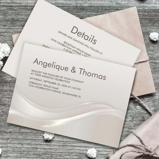 Invitation Mariage Tout en Un Beige Moderne (Créateur téléchargé)