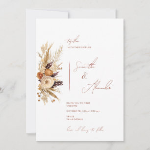 Invitation Mariage tout-en-un blanc à automne floral moderne