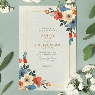 Invitation Mariage tout-en-un Chic Floral Watercolor Sage