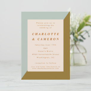 Invitation Mariage tout-en-un de couleur olive bleue moderne