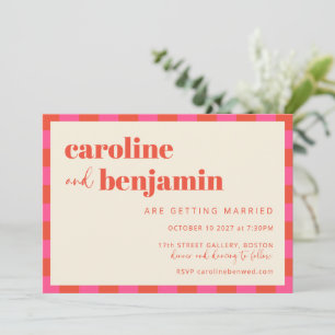 Invitation Mariage tout-en-un du tableau de bord orange rose