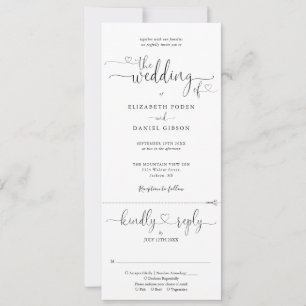 Invitation Mariage Tout En Un Écriture Cœur Noir Et Blanc