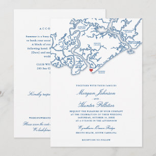Invitation Mariage tout-en-un Edisto Beach avec QR RSVP