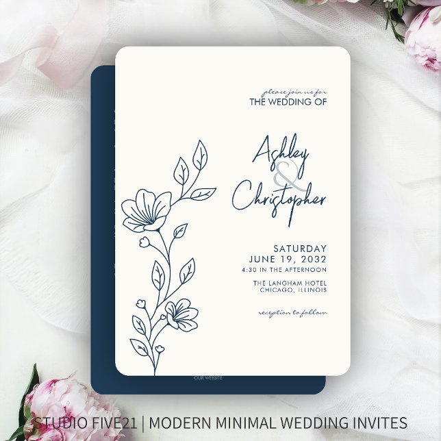Invitation Mariage tout-en-un en plan bleu moderne (Créateur téléchargé)