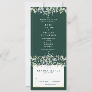 Invitation Mariage Tout En Un Feuillage De Lilas Vert Émeraud