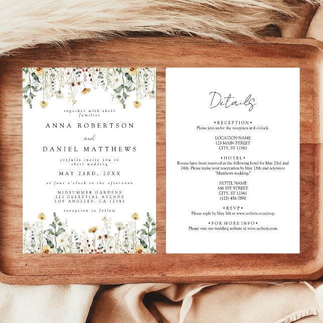 Invitation Mariage Tout En Un Fleur Sauvage (Créateur téléchargé)