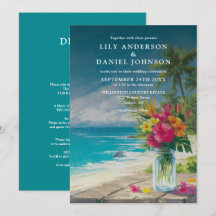 Mariage tout-en-un floral tropical de plage dans u