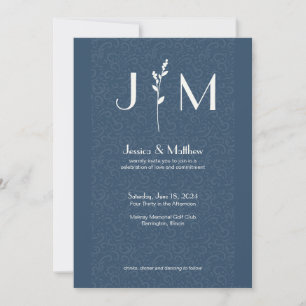 Invitation Mariage tout-en-un gris ardoise rustique Damask