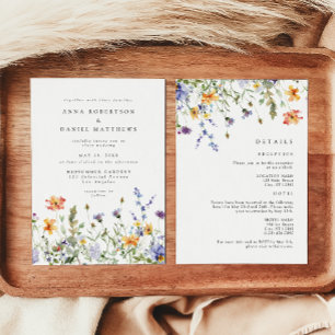 Invitation Mariage tout-en-un jardin de fleurs sauvages d'été