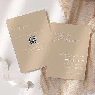 Invitation Mariage tout-en-un minimaliste avec QR code RSVP e