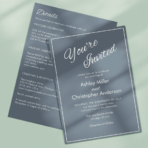 Invitation Mariage tout-en-un minimaliste Gris d'ardoise de s