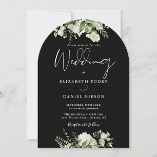 Invitation Mariage Tout En Un Noir Blanc Verdure Arche