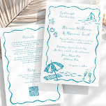 Invitation Mariage tout-en-un QR RSVP à main de plage<br><div class="desc">Vous planifiez un mariage à la plage, à la tropicale ou à destination? Donnez le ton avec ce Modèle de Beach Wedding Invitation, ludique et moderne, qui présente des doodles originaux dessinés à la main de coquillages, des vagues et un charme côtier respirant. Le cadre bleu clair ondulé ajoute une...</div>