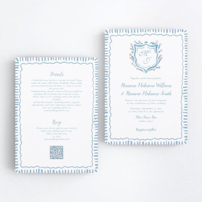 Invitation Mariage tout-en-un QR RSVP Bespoke Crest (Créateur téléchargé)