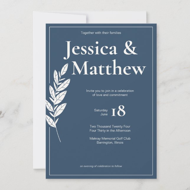 Invitation Mariage tout-en-un rustique gris ardoise (Devant)
