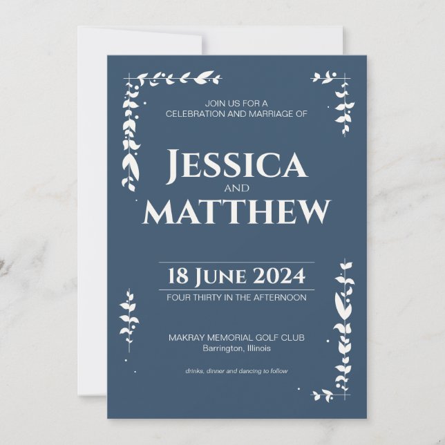 Invitation Mariage tout-en-un rustique gris ardoise (Devant)