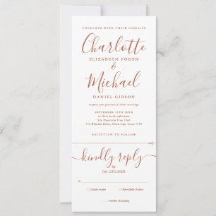 Invitation Mariage tout-en-un Terracotta Signature Script