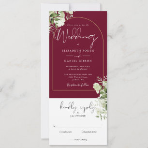 Invitation Mariage Tout En Un Vert Burgundy Or Arch