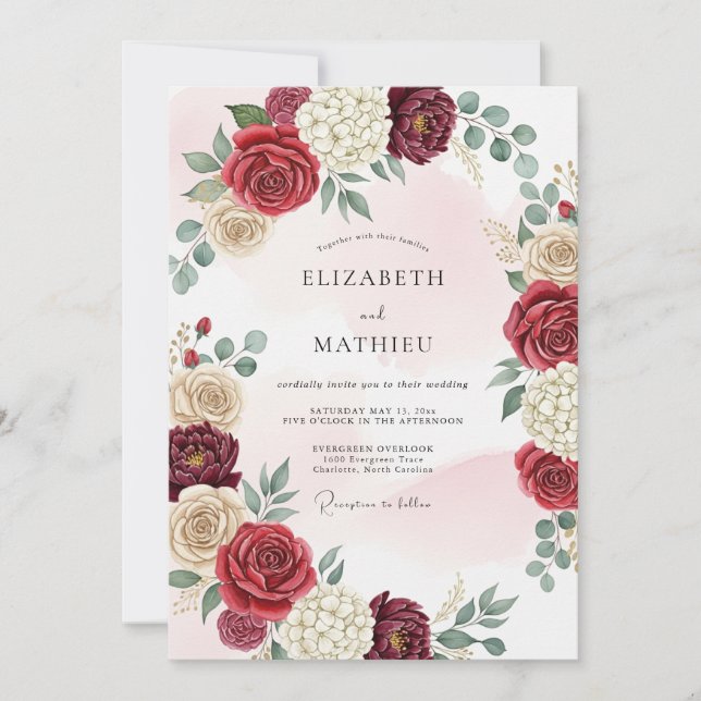 Invitation Mariage Traditionnel Bourguignon Poli (Devant)